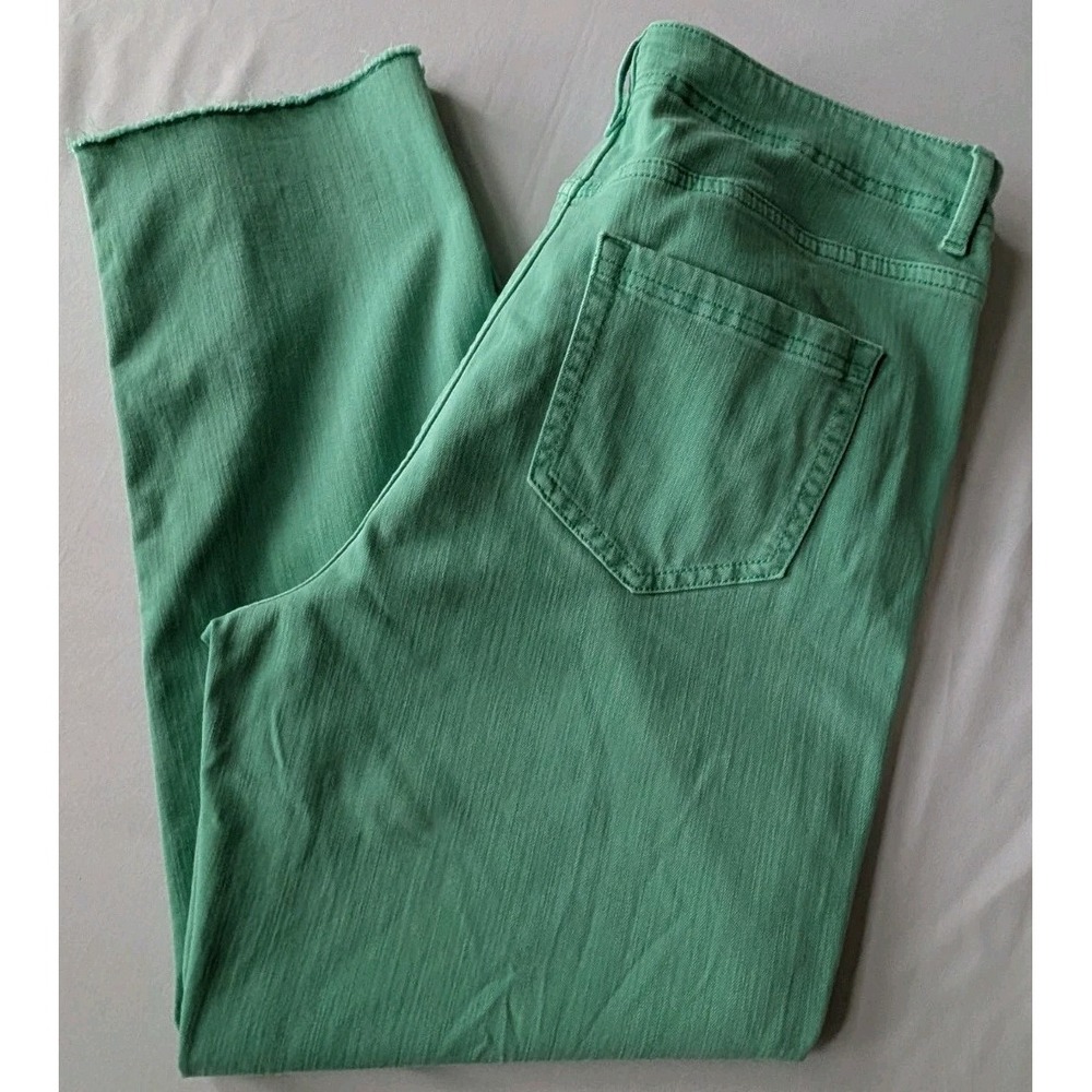J.Jill Denim High Rise Straight Leg Crop Jeans Green Women's 12T Raw Hem